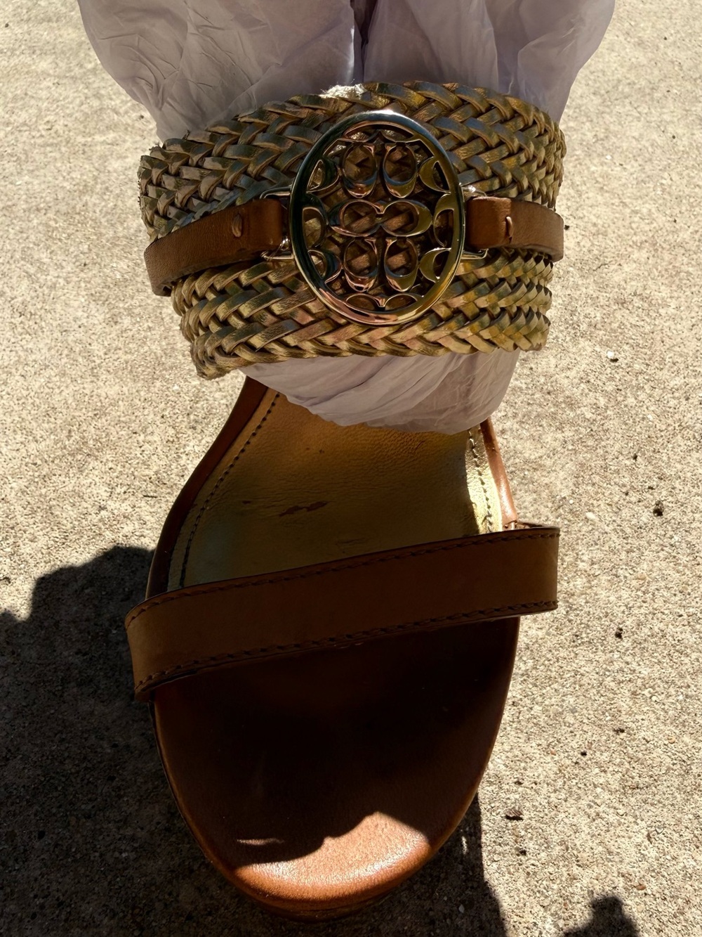 Coach Beatriz Women Size 6B Metallic Gold Wedge Heel Platform Sandal - Picture 9 of 10